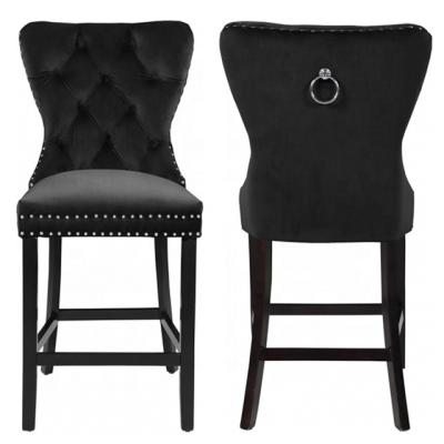 China Modern Black Deep Velvet Chrome Nailheads Chrome Adorning Set of 2 for sale