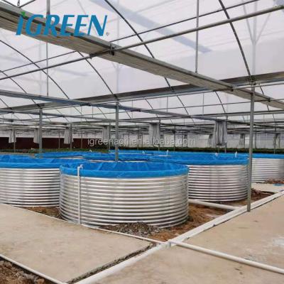 China 2-30m Diameter gegalvaniseerd stalen visvijver voor RAS recirculerende aquacultuur systeem Te koop