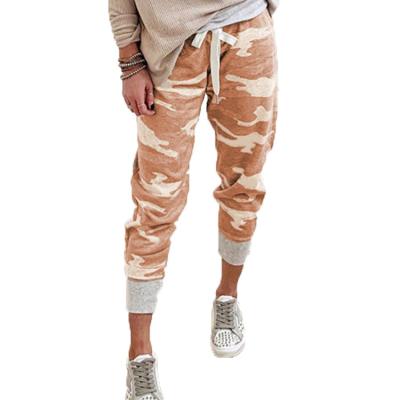 China 2021 new anti-pilling camouflage printed casual sweatpants high waist drawstring pulsing cropped pants for sale