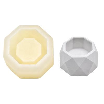 China Sustainable Silicone Cement Flower Pot Mold Octagon Shape Ashtray Molds Candle Holder Plant Vase Mold for sale