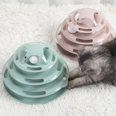 China 3/4 Stocked Levels Cat Toy Tower Tracks Interactive Intelligence Amusement Dish Pet Training Products Cat Tunnel for sale