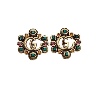 China New Retro TRENDY Brand G Stud Earings for Women Fashion Design Crystal Engagement Earings Luxury Geometric Jewelry for sale