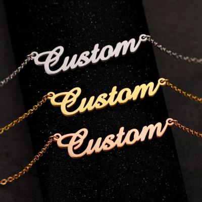 China CLASSIC Personalized Personalized Custom Stainless Steel DIY Pattern Choker Necklace 18K Gold Plated Nameplate Pendant Necklace Customized for sale