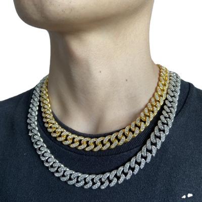 China Europe and America 18k Gold Finish Iced Out Hip Hop CZ Miami Bling Cuban Link Hip Hop Cuban Chain Necklace Thick Padlock Chain Bracelet for sale