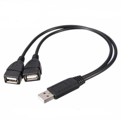 China Male 1 to Female 2 Dual 2 USB Jack Y Splitter Hub Power Cord Adapter Cable USB 2.0 A Computer Factory for sale