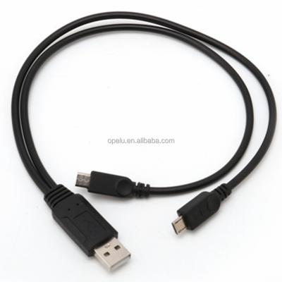 China Camera Factory 2 in 1 USB 2.0 Male to Dual USB Male 2port Adapter Micro Micro USB Cable for sale