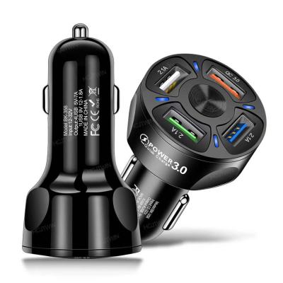 China New Product New Product Mobile Phone USB Car Charger 4Port USB QC3.0 Mobile Phone Charger Quick Fast Car Charger for sale