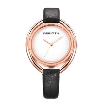 China Rebirth-028 Newest Style Water Resistant Eco-friendly Leather Women Hand Watches Popular Lady Quartz Wristwatch for sale