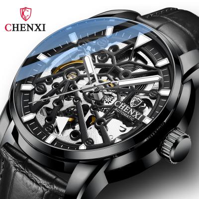 China CHENXI 8812 Water Resistant Hollow Dial Global Hot Selling Leather Watch With Charm Manual Men's Machinery Business Watches for sale