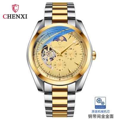 China CHENXI 8801 Silver Automatic Moonphase Machinery CHENXI 8801 Gold Charm Men's Business Watch for sale