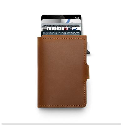 China Hot Sales Fashion Wholesale Men's Fashion Amazon PU Card Box RFID Leather Wallet OEM&ODM Blocking Credit Card Holder Wallet for sale