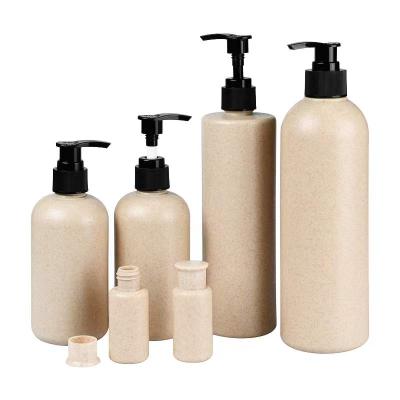 China Straw Bottle 100-500ml Cosmetics Degradable Shower Gel Shampoo Bottle Plastic Wash And Protect Packaging Bottle for sale