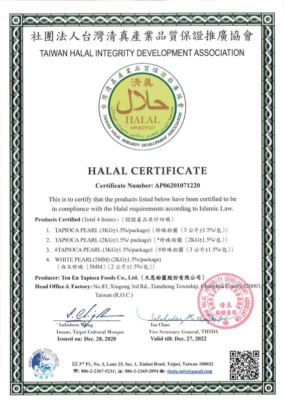 HALAL - TEN EN TAPIOCA FOODS CO., LTD.