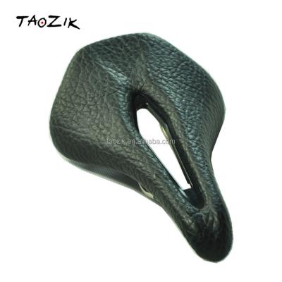 China ORIGINAL DESIGN Made in China Best Bicycle Accessories TAOZIK Leather Bike Hand Made Bike Steel Saddle Railroad Seat for sale