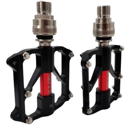 China Cruisers CNC Machined Aluminum Alloy Bicycle Quick Disassembly Pedal Sealed Support Mountain Bike Pedal BMX QR Material Background for sale