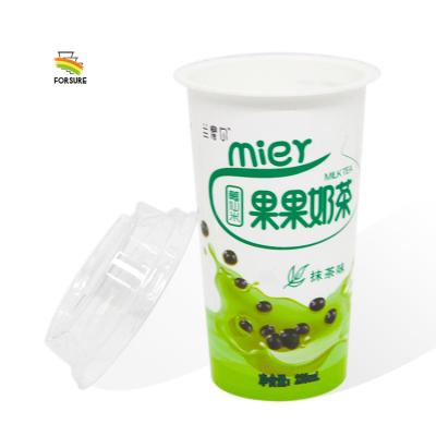 China Single Wall 250ml 9 Ounce IML Disposable Plastic Ice Coffee Yogurt Packaging PP Cups With Lid for sale