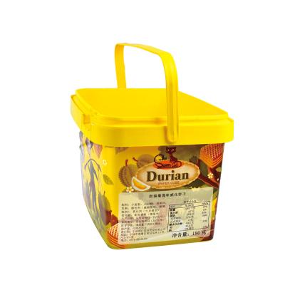 China 1.5L Square Plastic Pail Recyclable With Visible Lid And Handle Tamper IML Food Grade For Cookies Plastic Box for sale