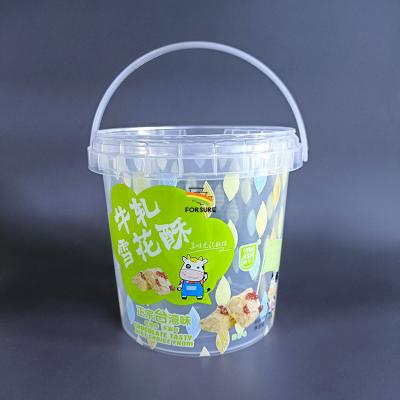 China 1 L Recyclable 35 oz Clear Recyclable Plastic Round IML Printed Yogurt Cotton Candy Container for sale