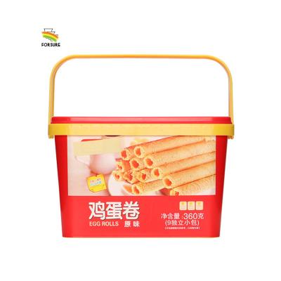 China Recyclable 3L Square Custom Logo Printed Plastic Ice Cream PP Containers Rectangle Cookie Pack Bucket With Handle for sale