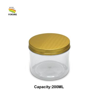 China recyclable & Wholesale 200ml Clear Round PET Unbreakable Jar Food Grade With Lid Plastic Cookie Candy Jars for sale