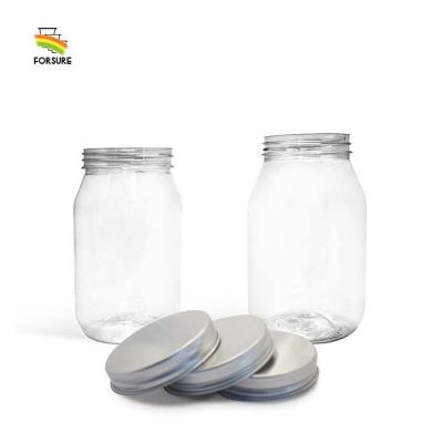 China recyclable & Unbreakable 400ml 530ml factory price PET plastic jar with aluminum lid and top seal food grade clear plastic jar for sale