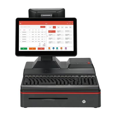 China Supermarket cashier machine factory direct sales simple with customer display screen 13.3 inch Windows 7/8/10 cash register all in one pos system for sale