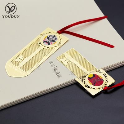 China China sublimation bookmarks supplier custom gold plated cute brass white tassel metal bookmark for sale