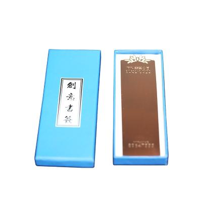 China Custom brass metal learher etching metal china logo blank bookmark with box for sale