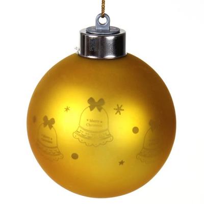 China Wholesale LED Christmas Home Matte Yellow Lighted Glass Ball Painted Small Bell Holiday Decoration for sale