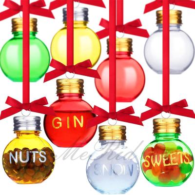 China Handmade booze filled Christmas tree ornaments festive Christmas plastic balls drink booze balls, medium, CLEAR for sale