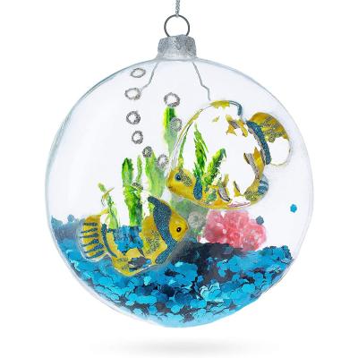 China Christmas Glass Ball Home Baubles - Yellow Fish in Aquarium Glass Christmas Ornament for sale