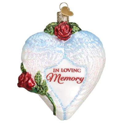 China Europe Christmas Ornaments Shiny Red Heart Glass Blown Ornaments For Christmas Tree for sale