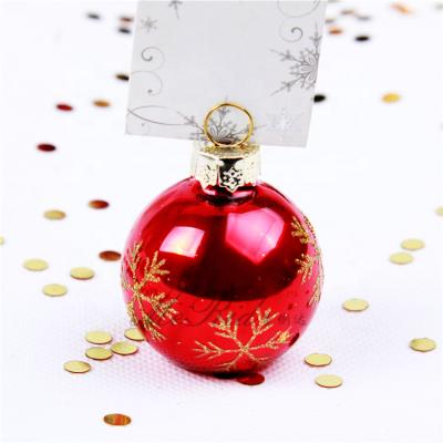 China Wedding Snowflake Bauble Party Place Decoration Printed Red Glass Card Holder With Card for sale