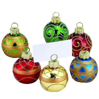 China Glass Handmade Place Card Holder Name Place Holder Bauble Customized Flat Ball for sale