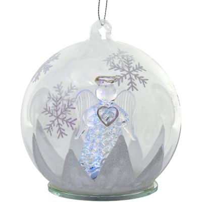 China Europe 8cm Globe LED Clear Glass Color Changing Programmable LED Christmas Ball/Angel Lights With Heart Inside for sale