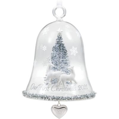 China Europe Hot Selling Clear Crystal Glass Bell Shape Christmas Ornament Collection Christmas Decoration for sale