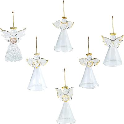 China Europe Novelty Glass Angel Ornaments For Christmas Tree , 2.5 Inch Clear Spun Glass Religious Angel for sale