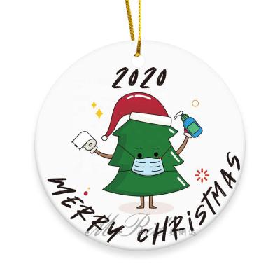 China Holiday decoration & Gift Personalized Glass Hanging Ornaments , Christmas Tree With Face Hand Sanitized Christmas Ornament for sale