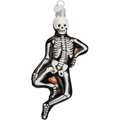 China Halloween Glass Decorations Christmas Blown Glass Ornaments For Christmas Tree Mr. Bones for sale