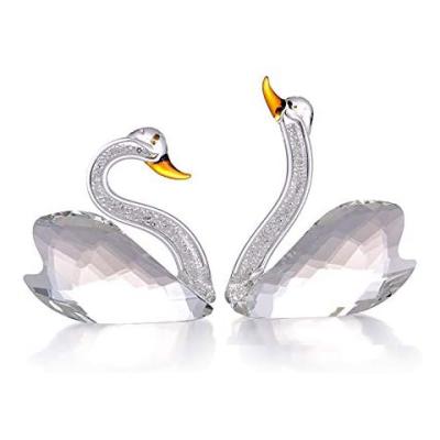 China Europe Clear Crystal Clear Glass Swan Figurine For Wedding Table Gifts for sale