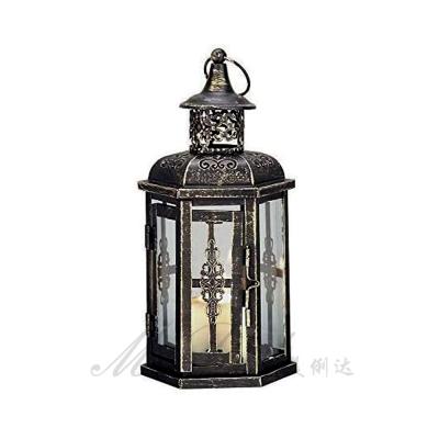 China Decorative Vintage Glass Lanterns-10inch Tall Style Hanging Lantern, Metal Candle Holder for Eid Ramadan, Events, Parities and Weddings for sale