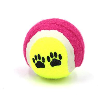 China Pet Products Factory Wholesale Sales Stored Interactive Dog Toy Tennis Ball With Paw Printing for sale