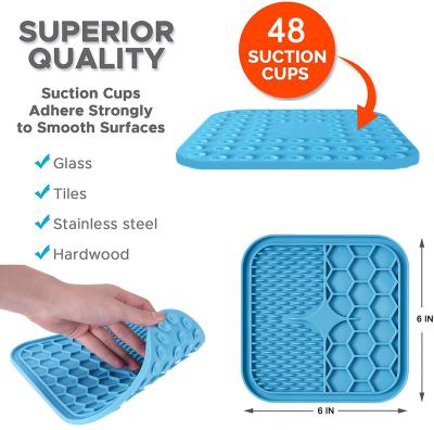 China Viable Pet Lick Mat Dog Bowls Eat Slow Driver Protective Dog Suction Cups Square Durable Silicone Licking Mat With Suction Cups for sale