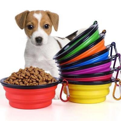 China Factory Wholesale Viable Dog Cat Folding Bowl Pet Silicone Travel Outdoor Portable Hook Drinking Water Feeding Slow Food Bowl for sale