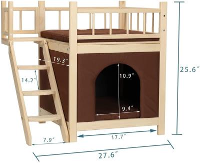 China Sustainable Wood Cat Houses for Indoor, Cat Houses for Indoor Cats, Wooden Kennel Two Story Interior Design with Dog Steps for sale