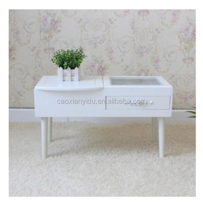 China Mini Dresser European Style Wood Color Small Window Dresser Wooden Table Solid Wood Makeup Whiteboard With Mirror 60*30*35cm T15-523C for sale