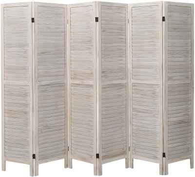 China 6 Panel Eco-Friendly Wood Room Divider, Folding Privacy Screens Room Divider, Freestanding Room Divider Dividers, Rustic White for sale