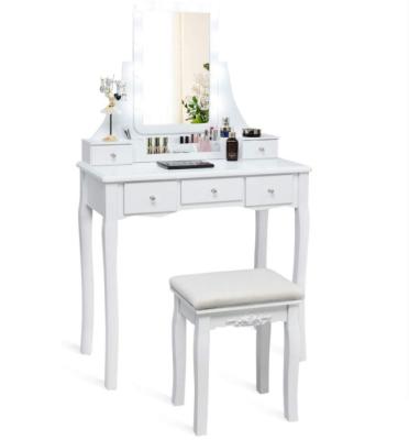 China The dresser the Hollywood KD vanity set comes with a dressing stool and 10 dimmable LED bulbs for sale