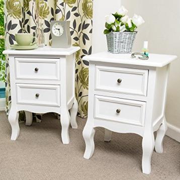 China Durable Traditional Style Two Small Bedside Table Set In White for sale