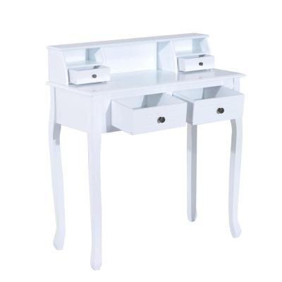 China Eco-friendly Dressing Table Vanity Makeup 4 Drawers Dividers Cosmetic Control Desk Bedroom Furniture Nightstand Storage White for sale